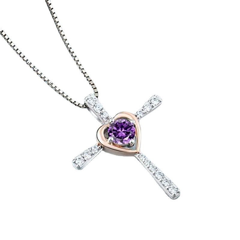 Wholesale Heart Shaped Hao Stone Cross Ladies Necklaces